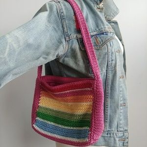 Vintage pink rainbow the sak crochet rainbow bag